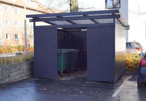 PLAN containerrum med beklædning i sortlakeret hulplade