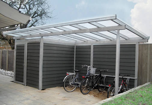 PLAN cykeloverdækning og skur under samme tag