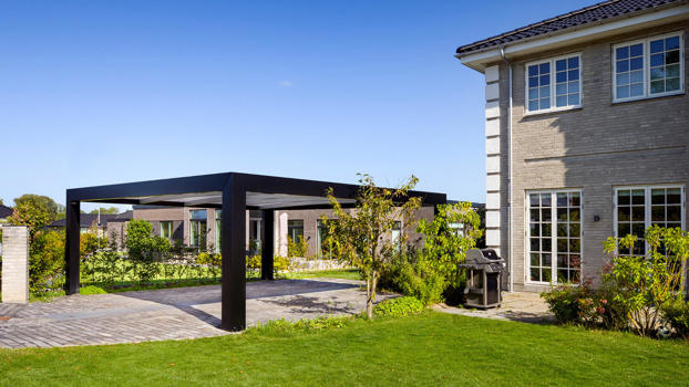 KUBIC funkis carport på 4 søjler til 2 biler. Enkel og lækker