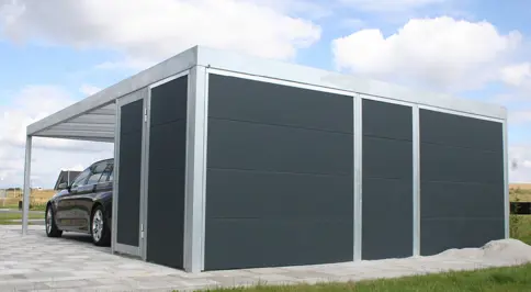 UNA Carport Med Redskabsrum Isopanelbeklaedning