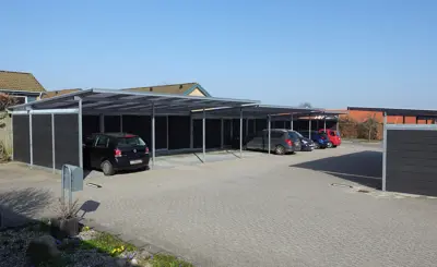 Carportanlaeg Model PLAN Med Redskabsrum Med Kompositbeklaedning