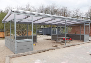 Overdaekket Sandkasse Model PLAN Beklaedning I Komposit Og Haerdet Glas