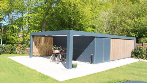 KUBIC carport med skur og forlænget tag