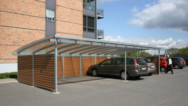 Carportanlæg model 4001 ELIPSE med træbeklædning