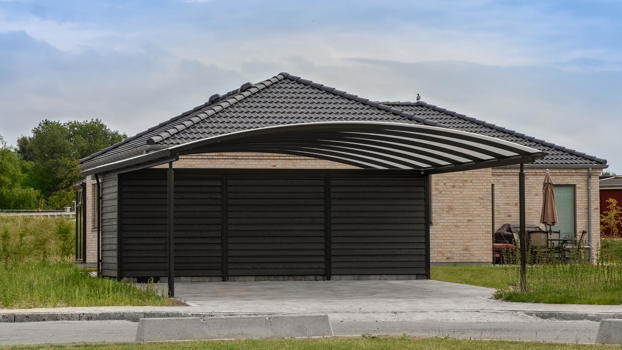 ELIPSE dobbelt carport med redskabsskur