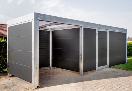 Nem adgang til cykelparkering og skur under samme tag